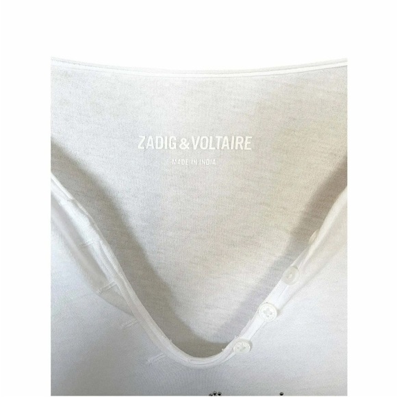 Zadig and Voltaire Tunisien Embellished white skull long sleeve tee - Picture 5 of 6